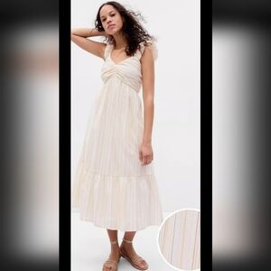 Gap SEALED! NWT! Ruched Tiered Midi Dress #666850 in Multi Stripe. Sz L/T. R2S!!